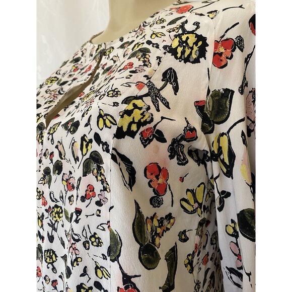 Grey Jason Wu Painterly Top Floral Print Open Sleeve Blouse Silk Lined 2… - Picture 4 of 10